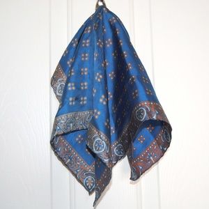 Vintage Blue and Orange Patterned Scarf